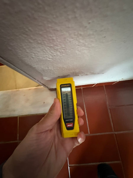 Moisture measurement during a professional building inspection in Lisbon