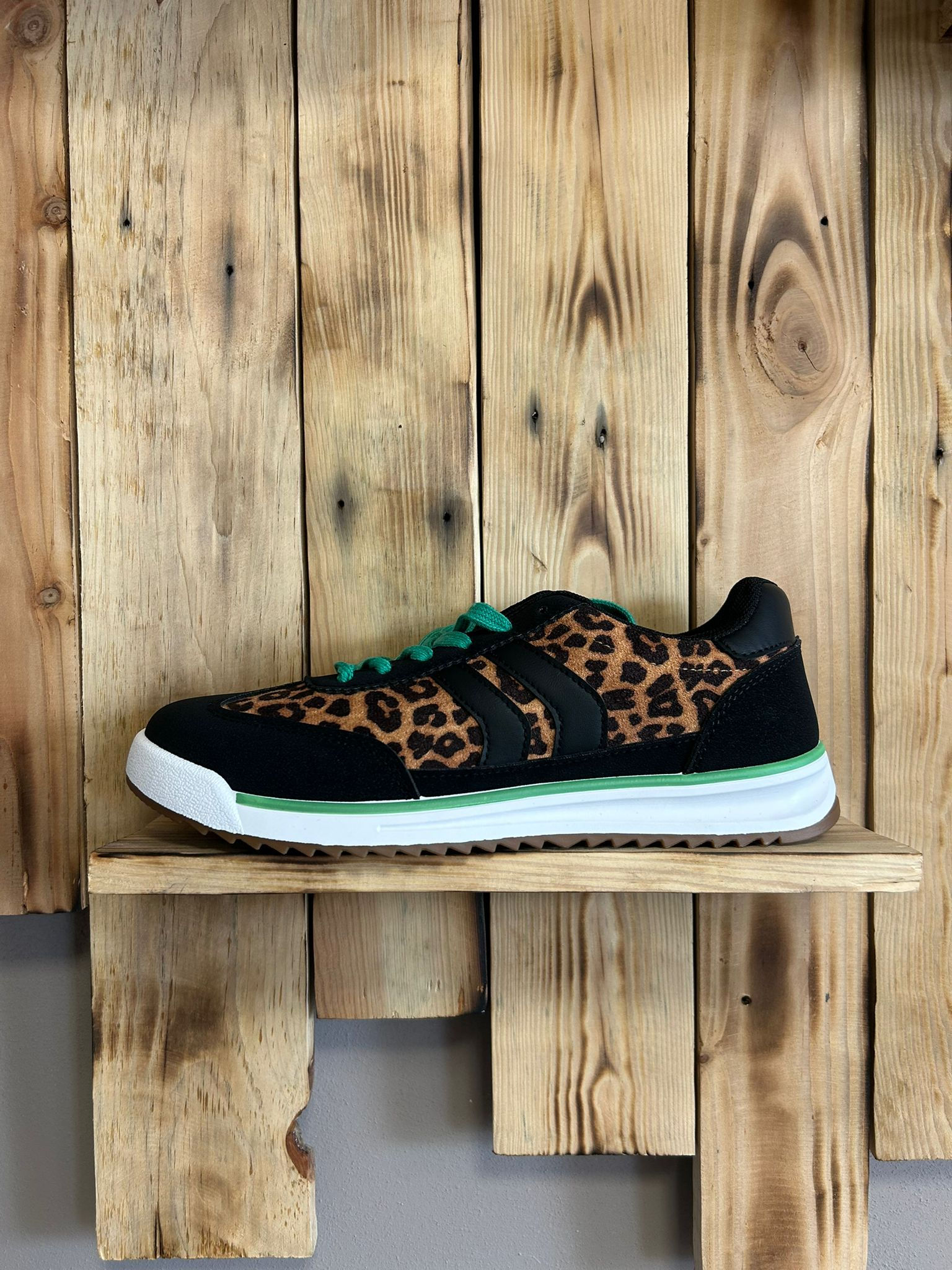 Baskets Léopard & Vert