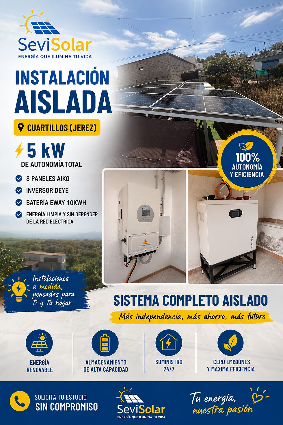 Autonomía y ahorro real en Jerez: Nueva instalación aislada en Cuartillos con componentes premium