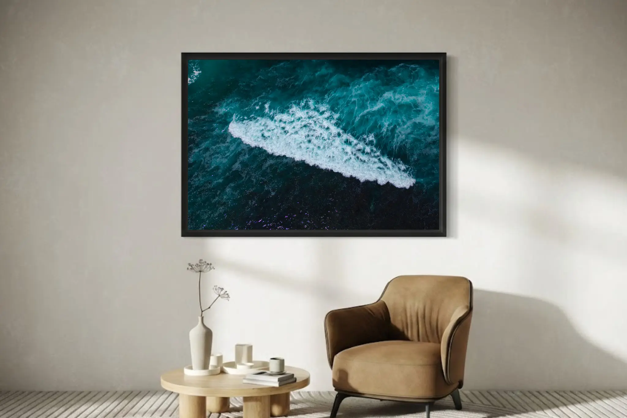 décoration murale abstraite - photo aérienne de l'écume d'une vague