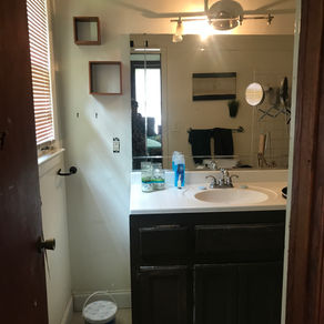 This bathroom was added to this home in 1982. Not much thought was put into the design or functionality of this master bathroom.