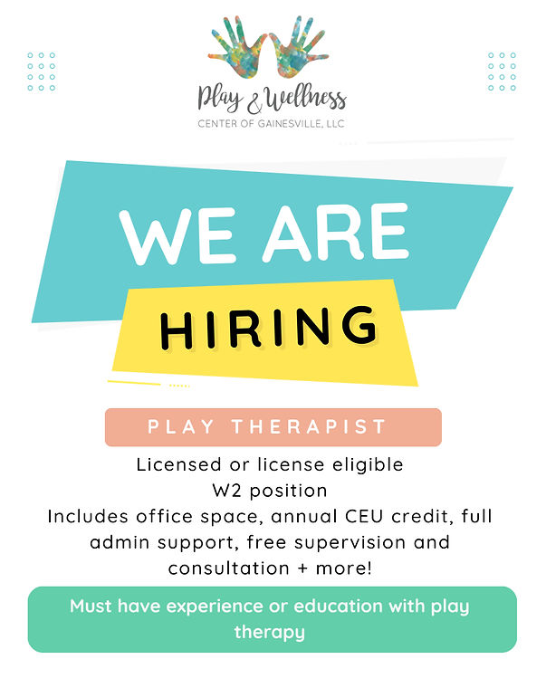 a flyer infographic to explaing the details of a job for play therapists