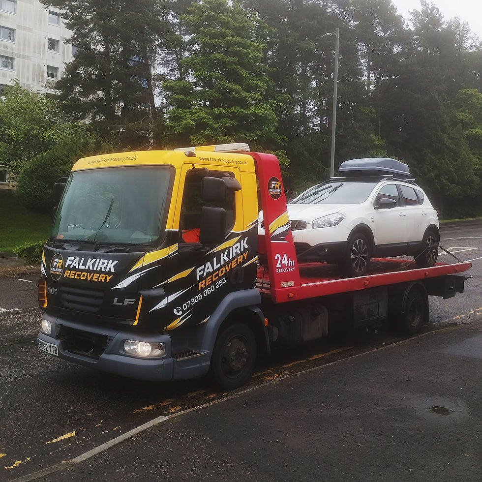 Nissan Quashqai recovered from Alloa after developing a loud knocking from the rear of the