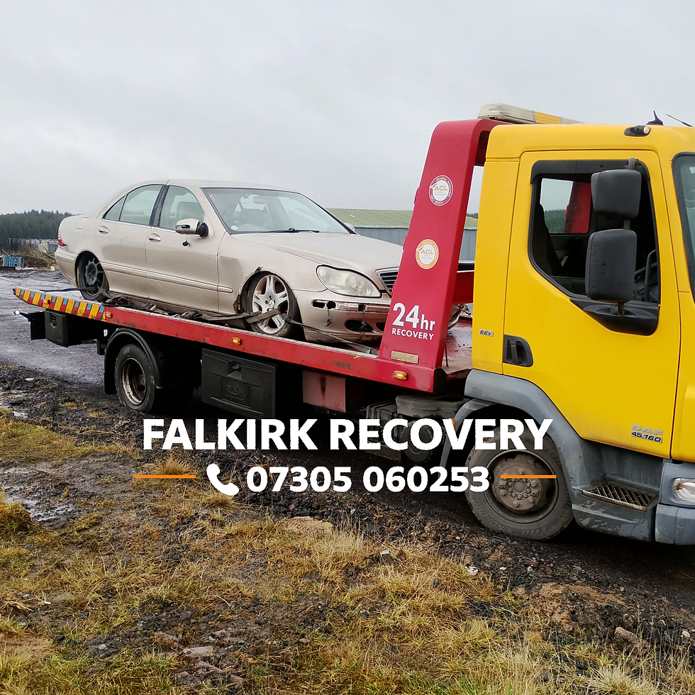 Falkirk Recovery truck with car, 07305 060253 for scrap car removal