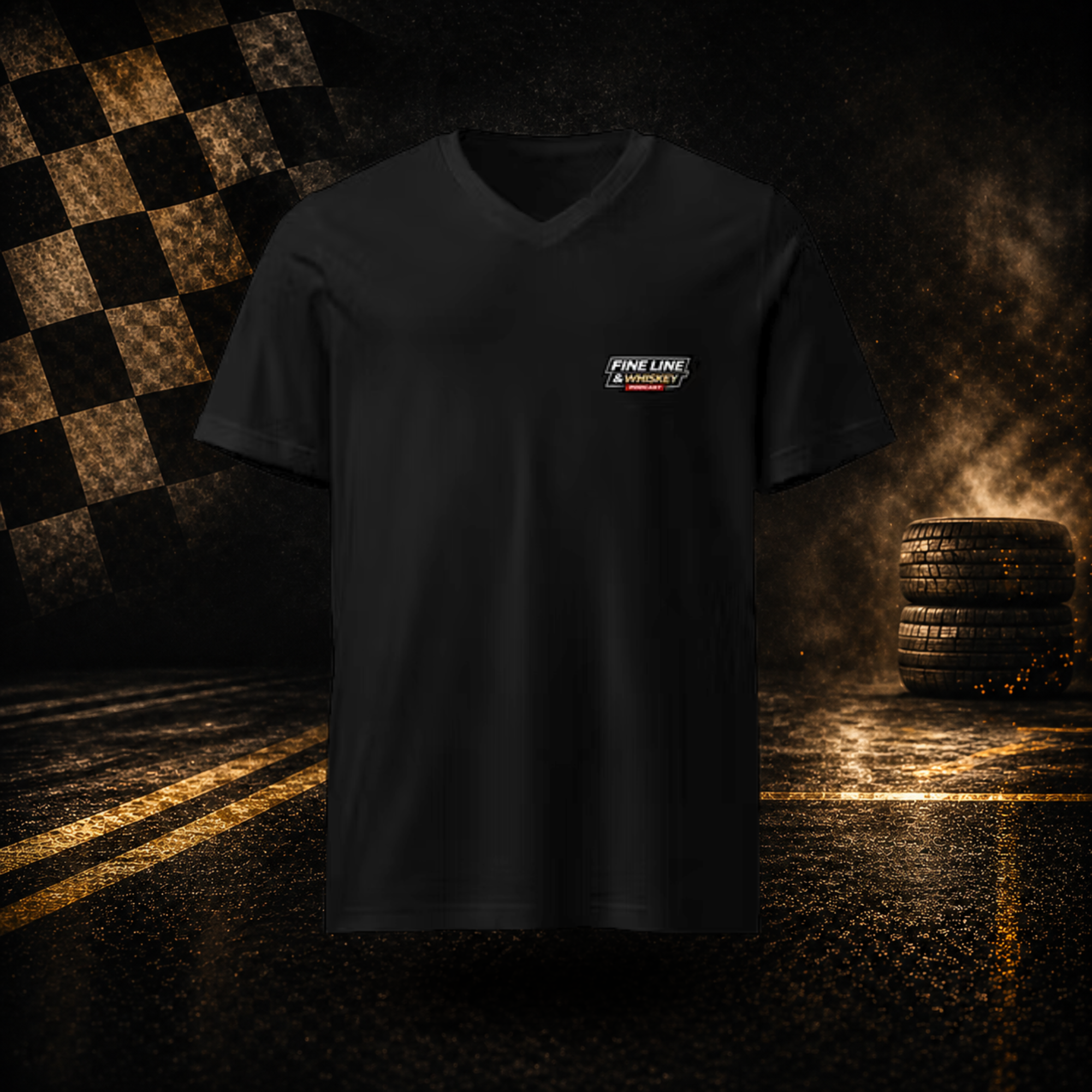 Women's V-Neck Fine Line & Whiskey