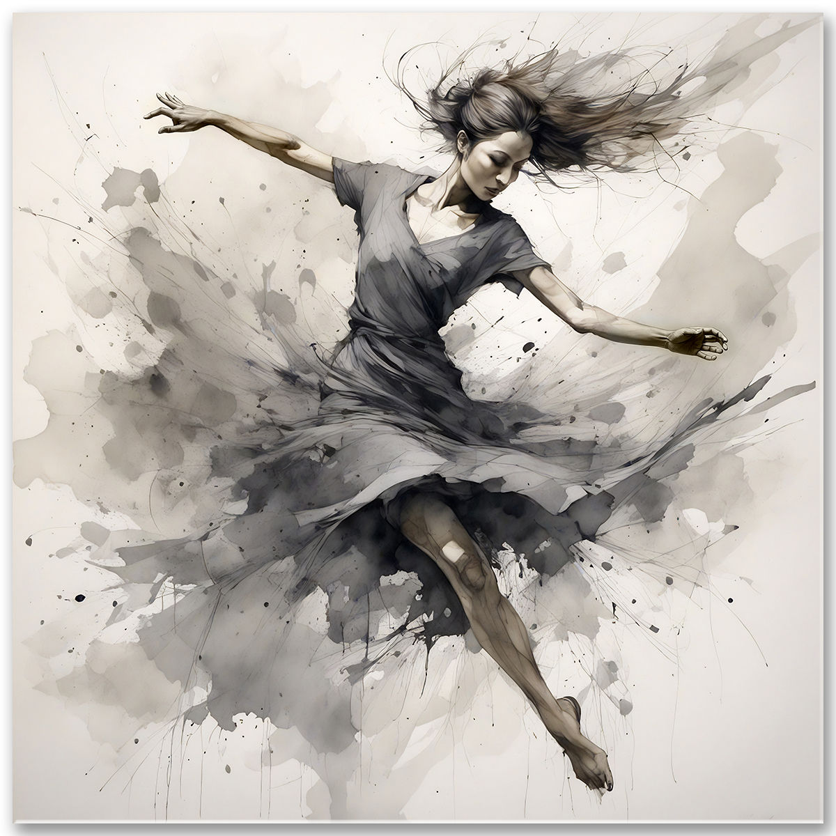 Dynamický portrét tanečnice v pohybe – moderné umelecké dielo na stenu