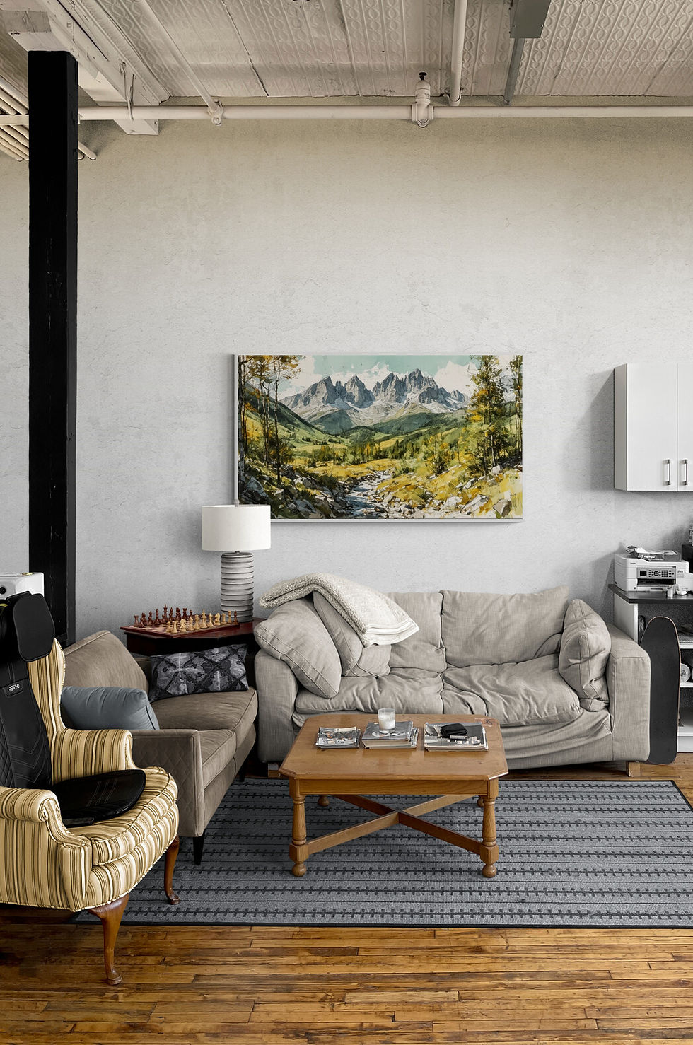 Farebná horská krajina na plátne