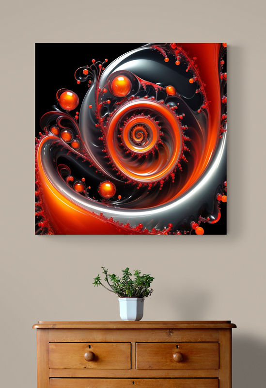 Abstraktný obraz s dramatickým vírom a bublinami