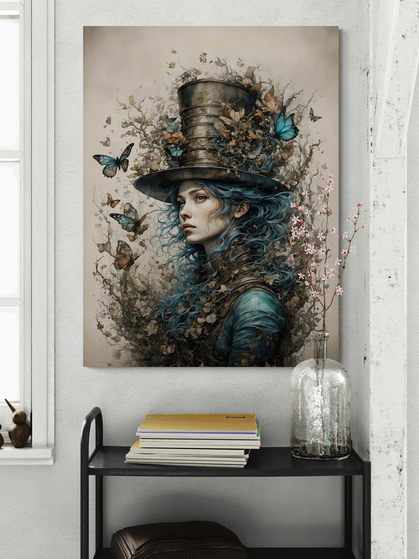 Miniatúra: Steampunková dáma so zasneným pohľadom a vintage detailmi