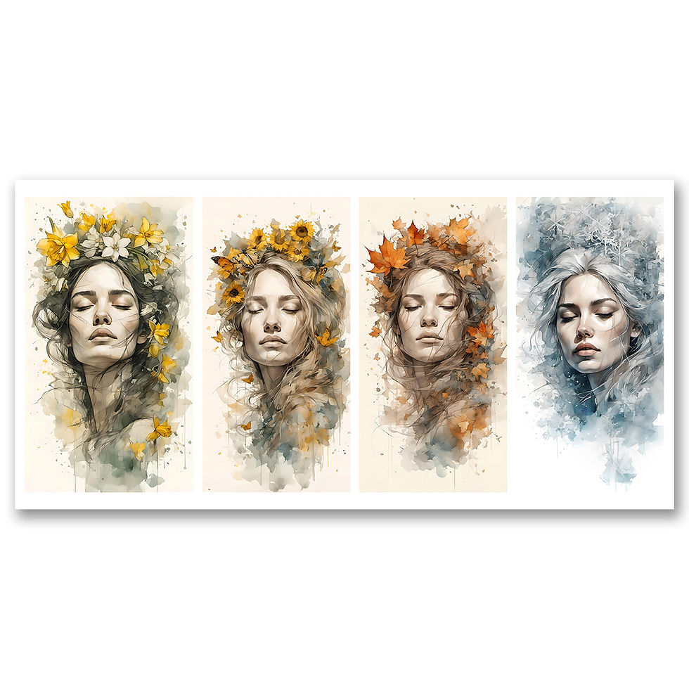 Umelecký obraz znázorňujúci jar, leto, jeseň a zimu