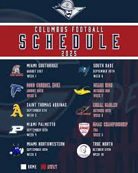 2025 Schedule via Columbus Football on Facebook