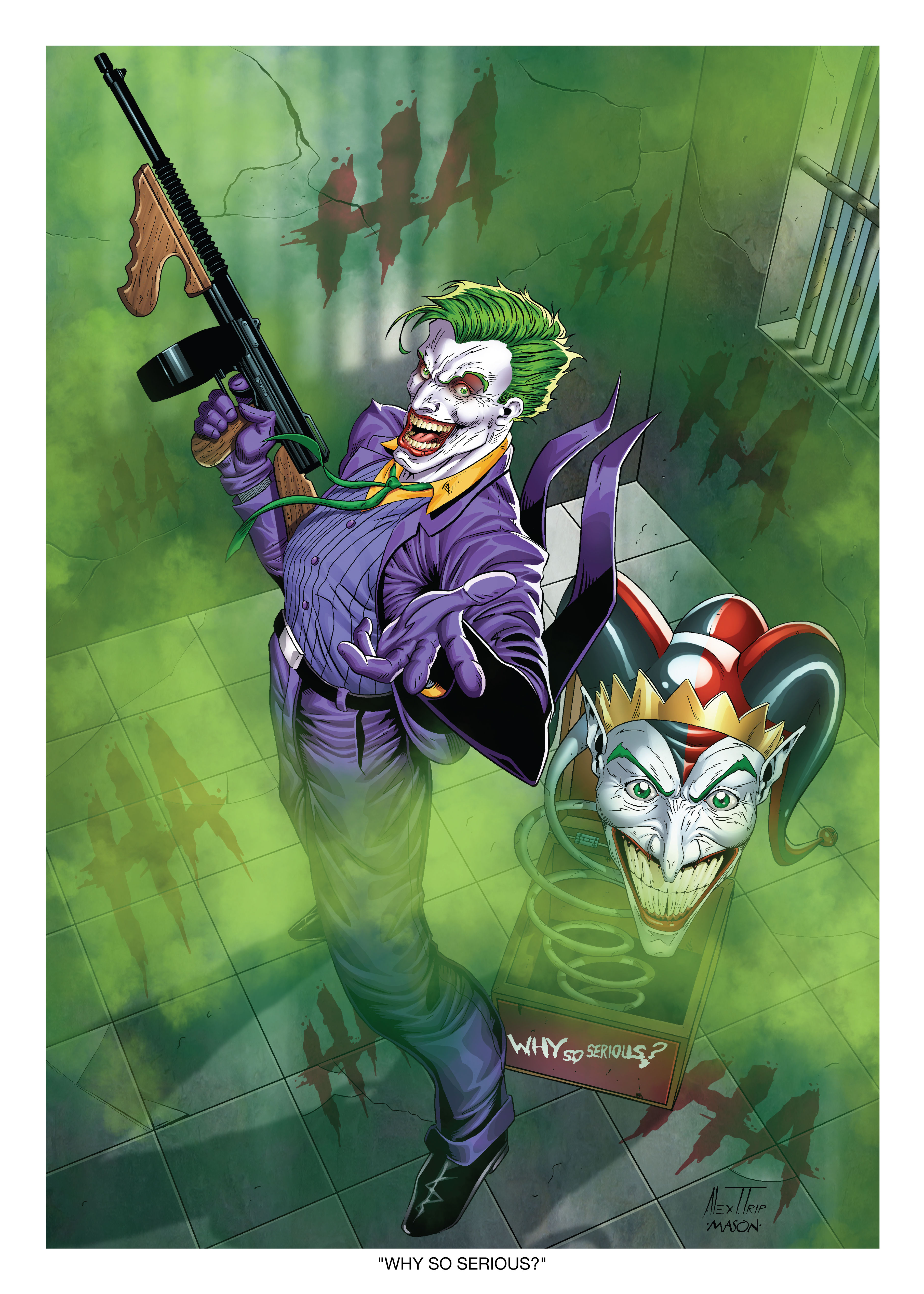 JOKER TOMMY GUN  / Premium Art Print