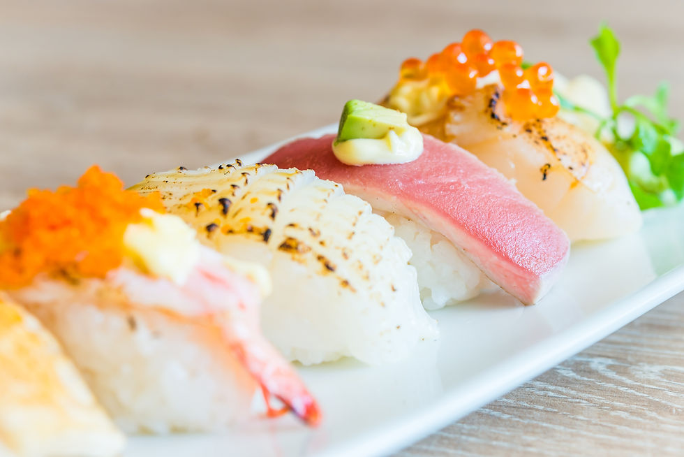 Vegan sushi vs traditional sushi side by side comparison in Tokyo
