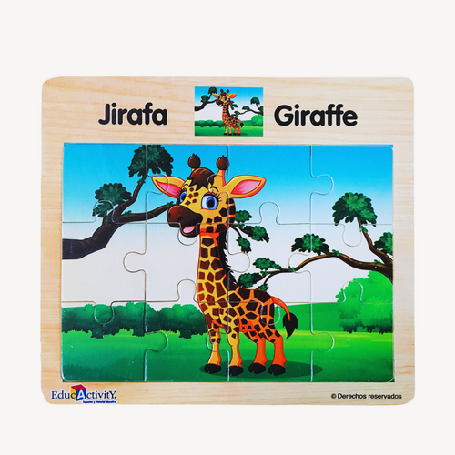 Juguete Didactico Jirafa De Madera Rompecabezas Puzzle Rompecabeza