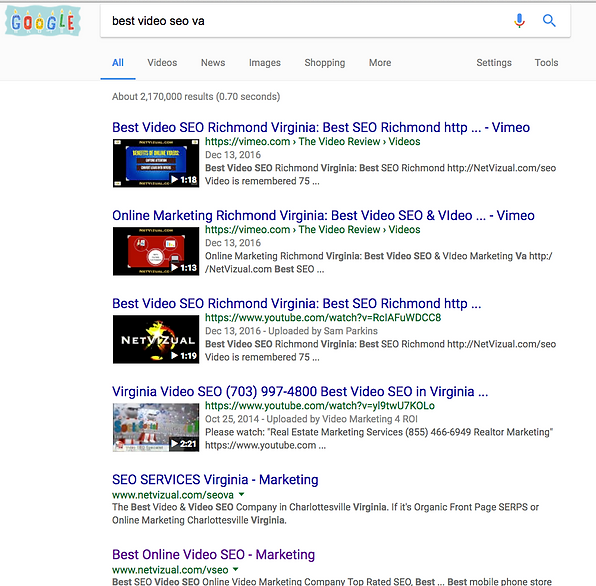 Video SEO Online Marketing SEP examples