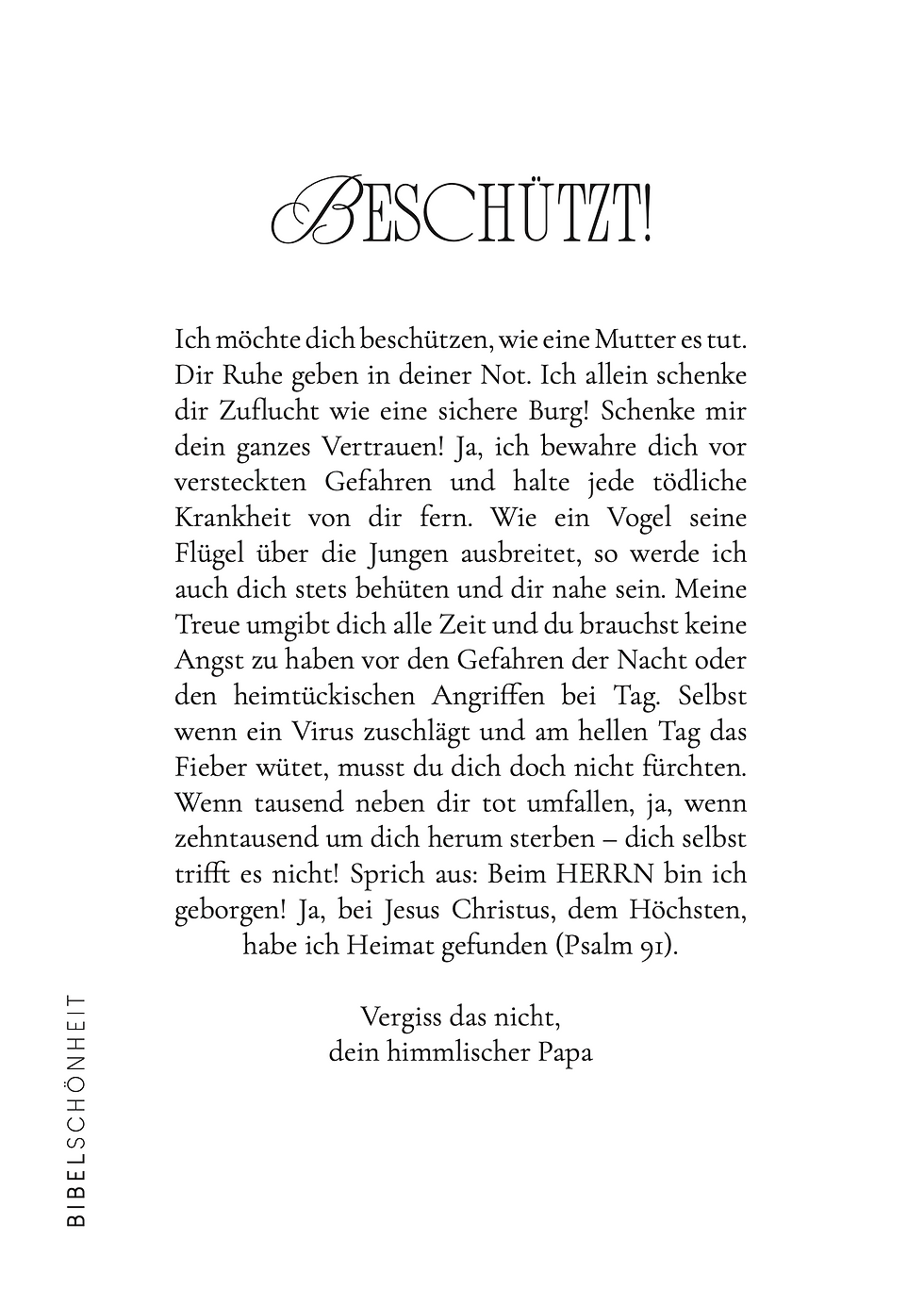 Unsere Karte 'Beschützt!' im Format A6 ist beidseitig bedruckt.