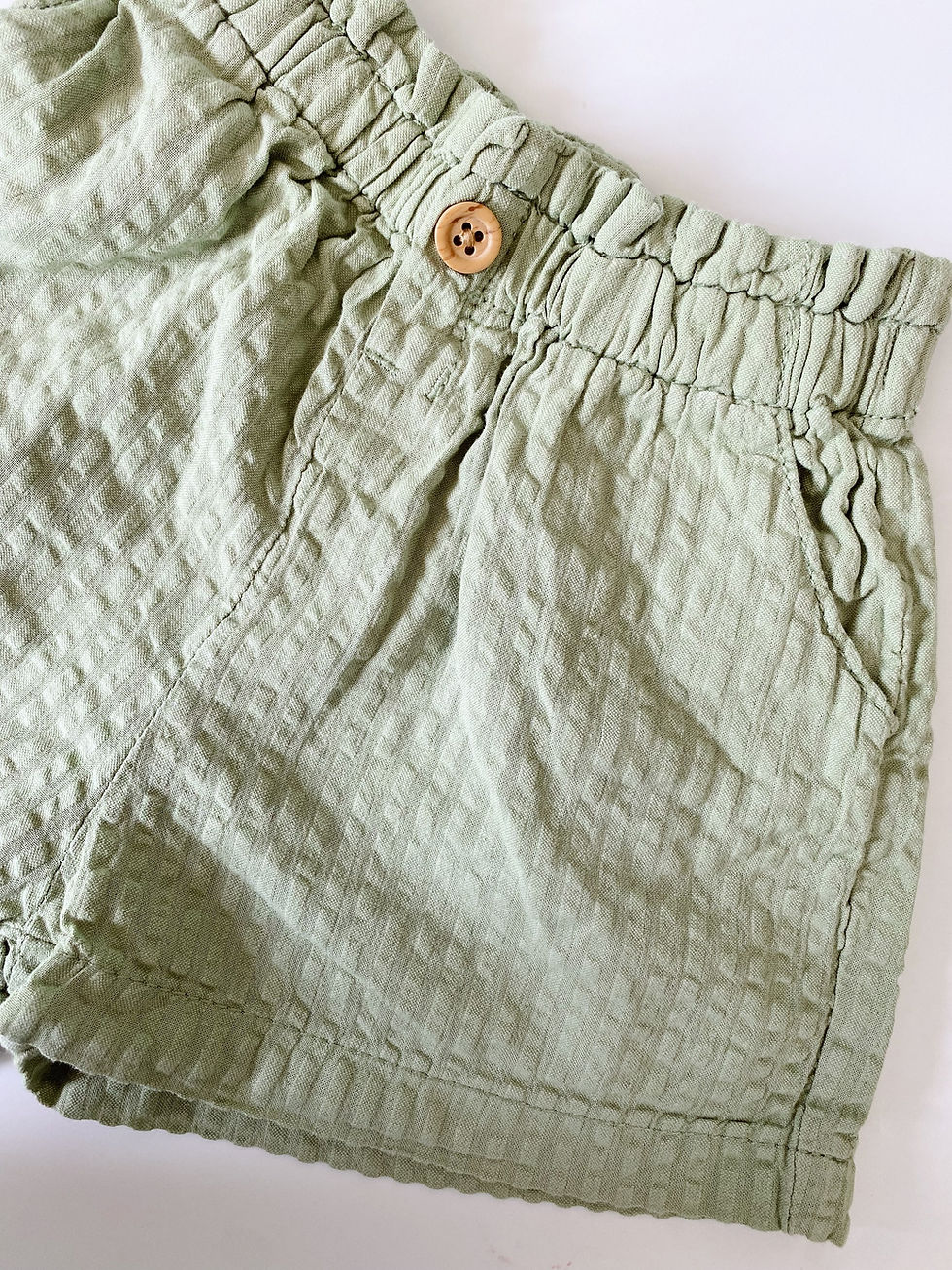 Thumbnail: H&M green textured shorts (6-9m)
