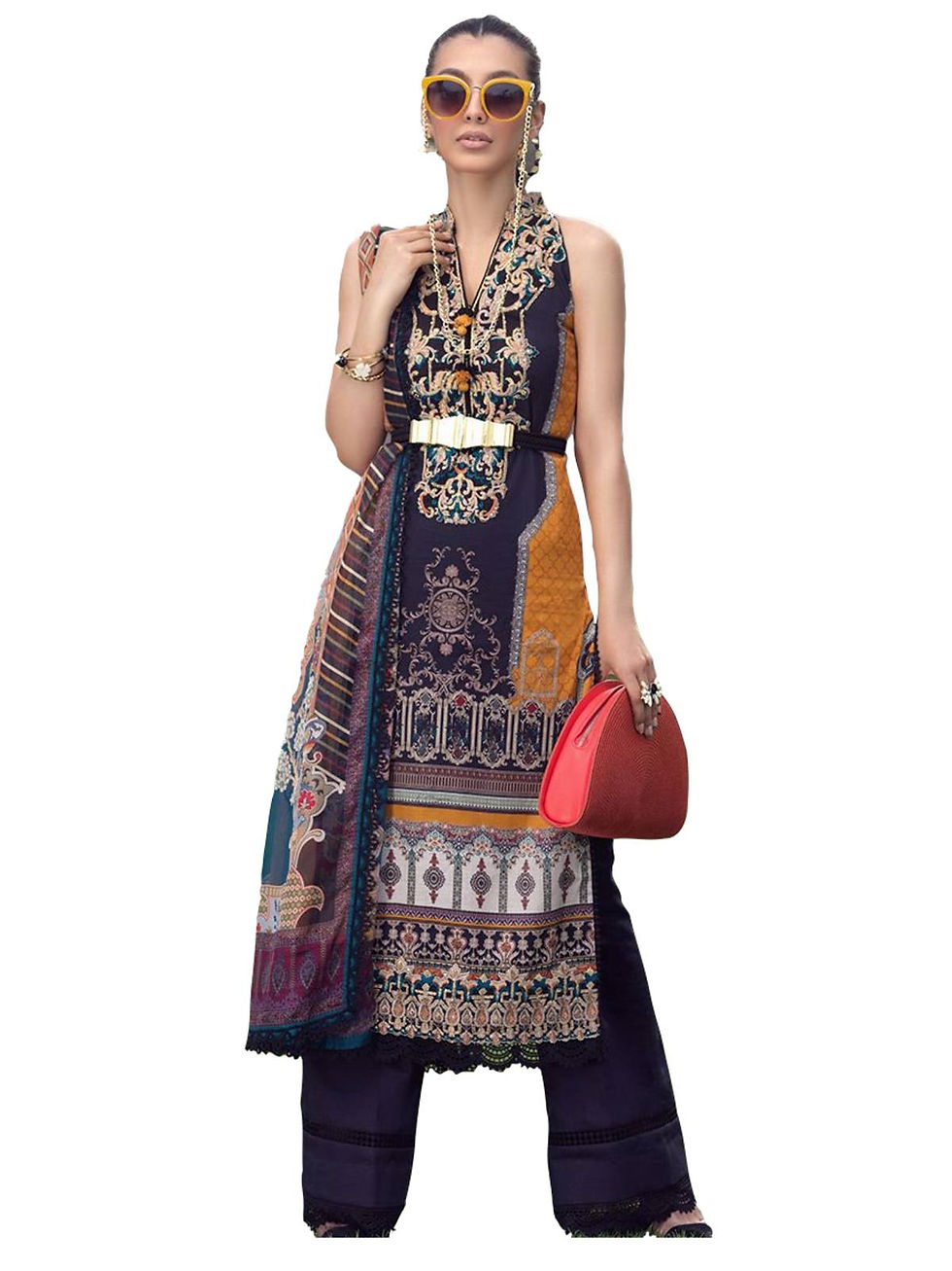 Miniature : 3-Pieces Unstitched Embroidered  suit | AJRL0018