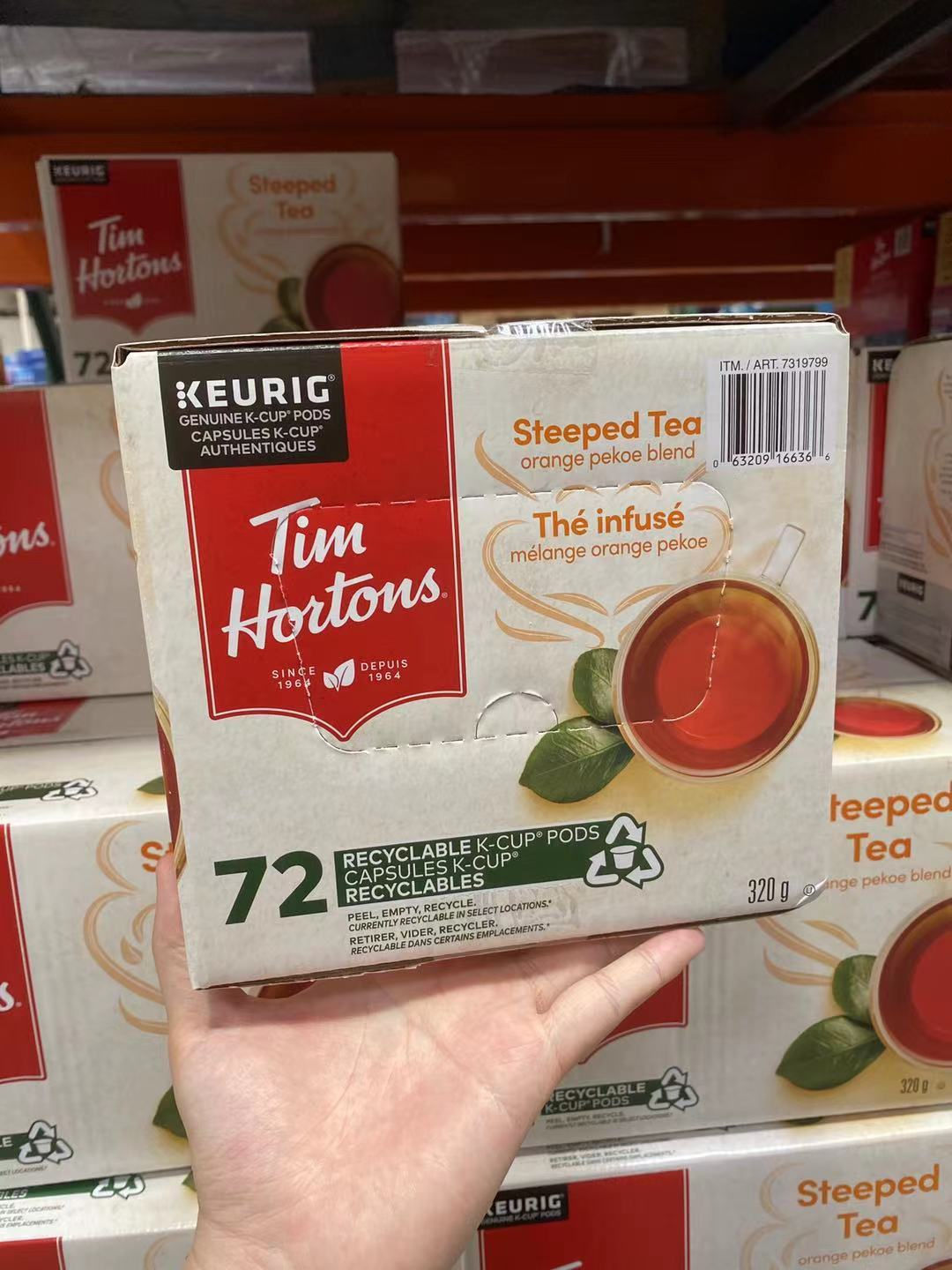 Tim Hortons Steeped Tea上等大叶红茶浸泡72杯（可回收的k-cup）