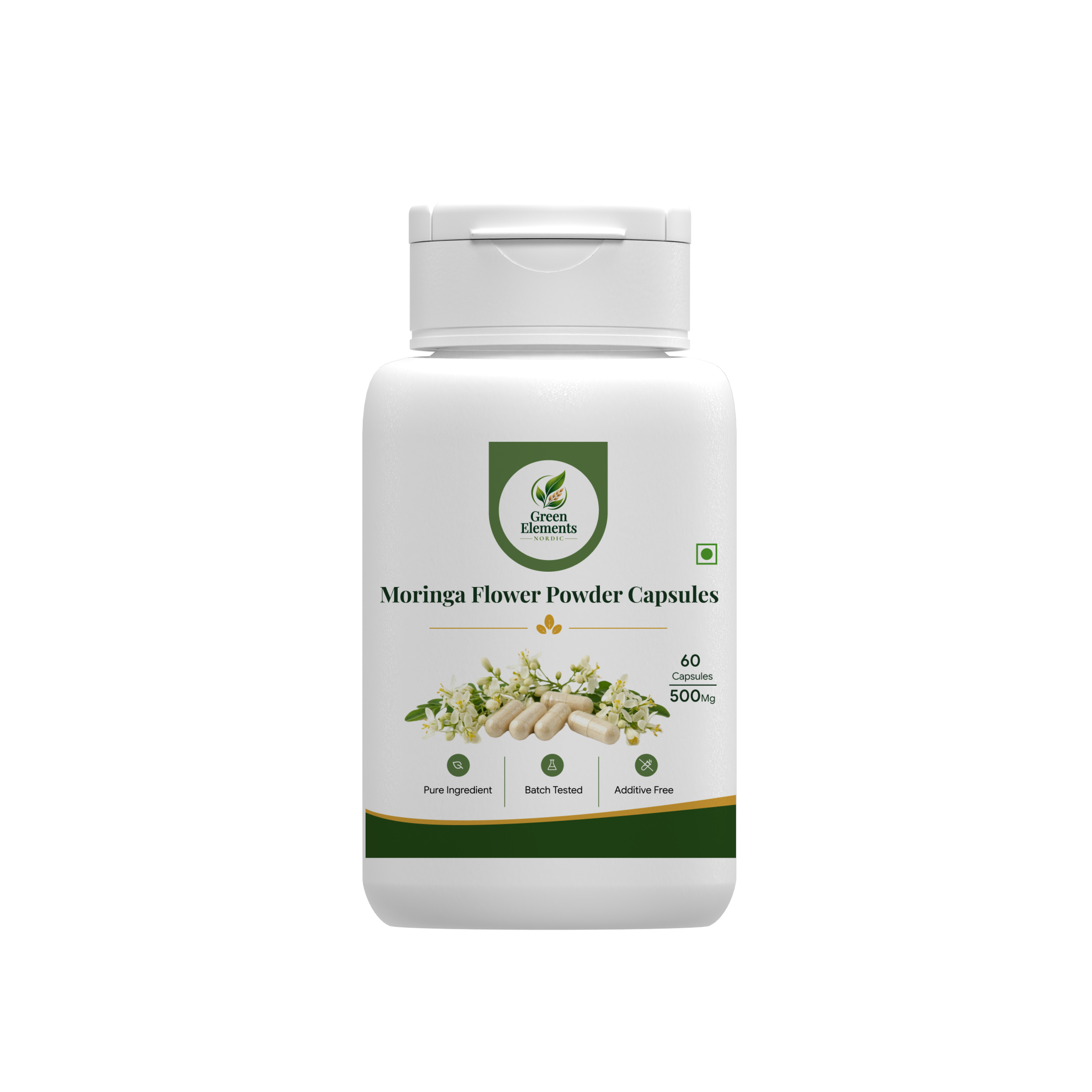 Moringa Flower Powder Capsules 500mg | 60 Capsules