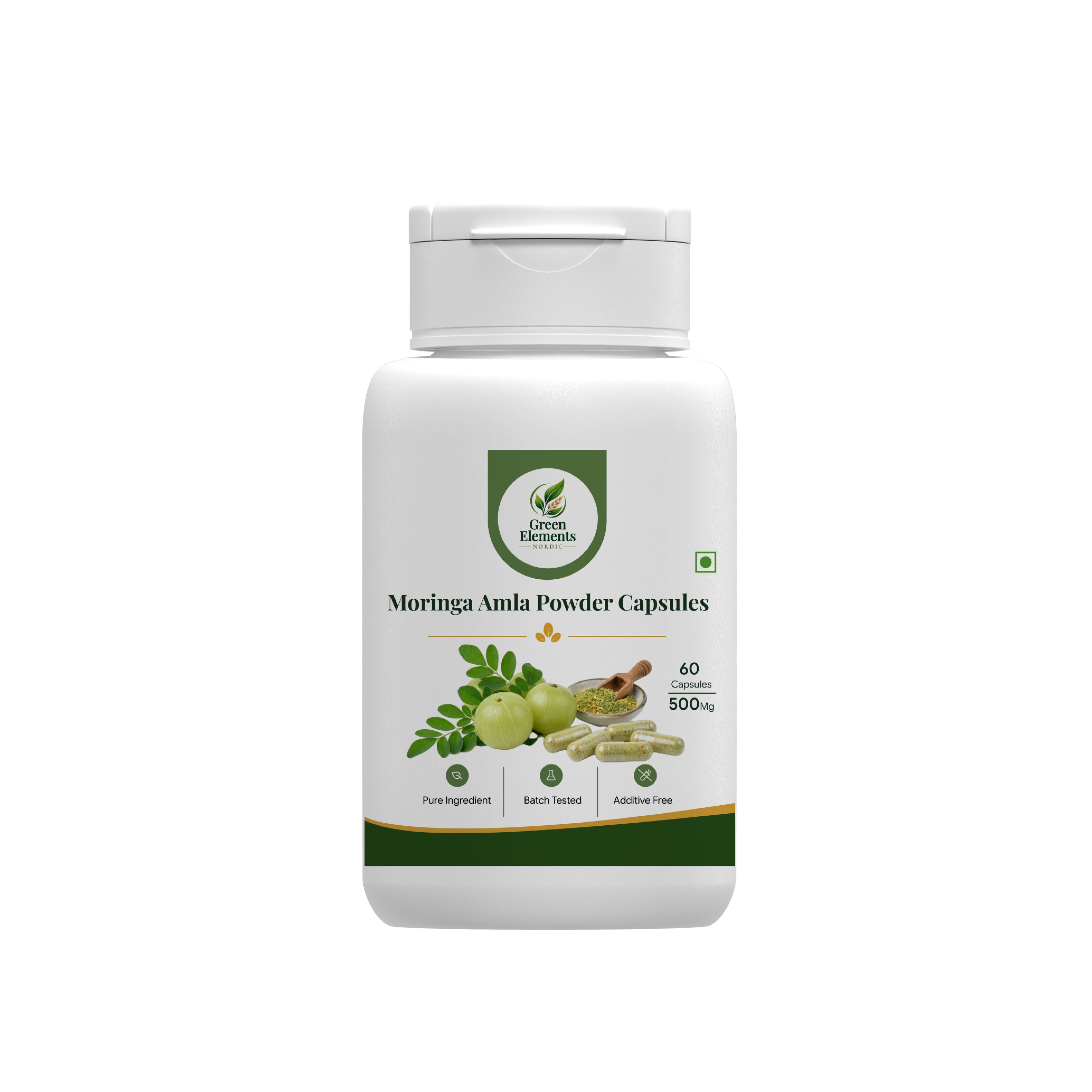 Moringa with Amla Powder Capsules 500mg | 60 Capsules