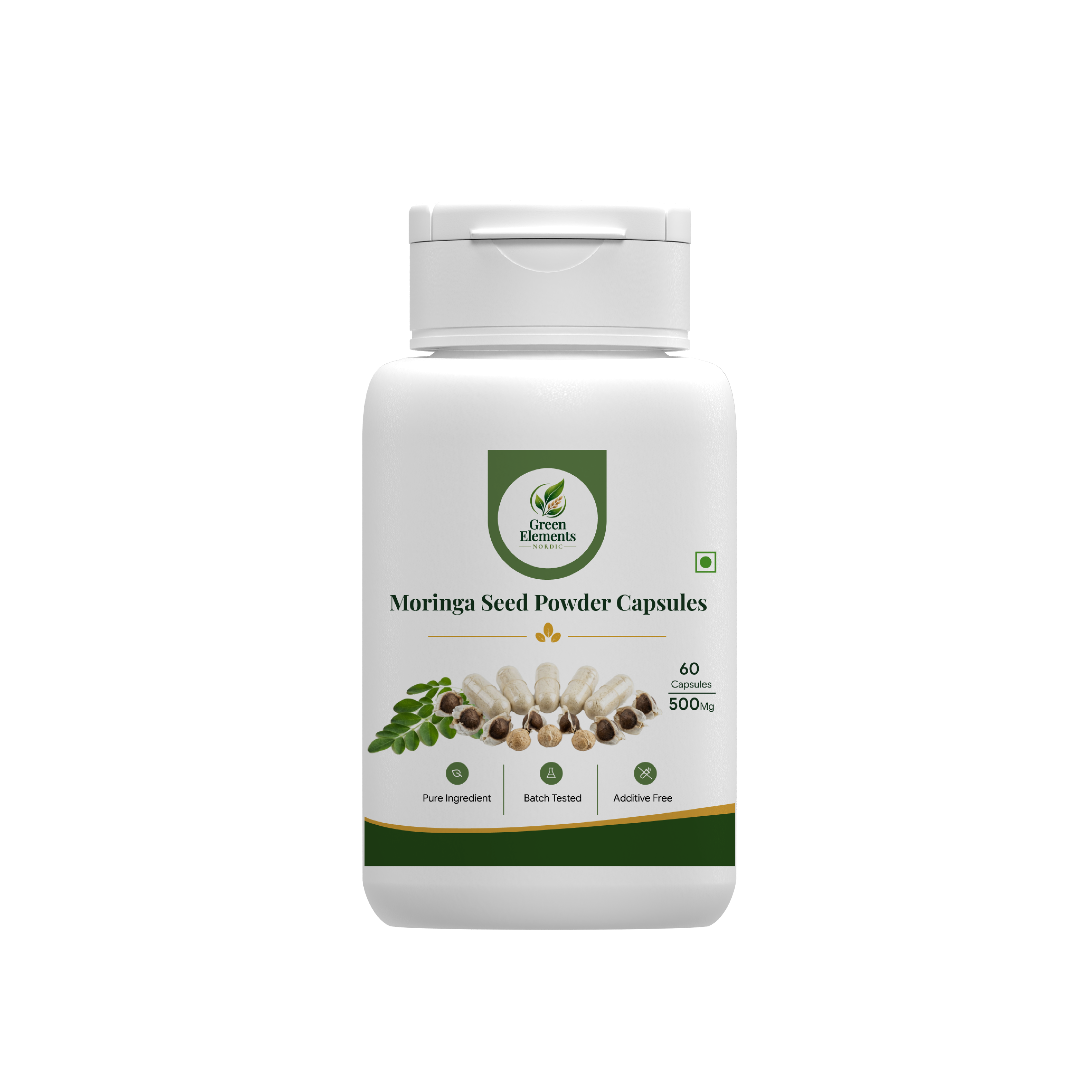 Moringa Seed Kernel Powder Capsules 500mg | 60 Capsules