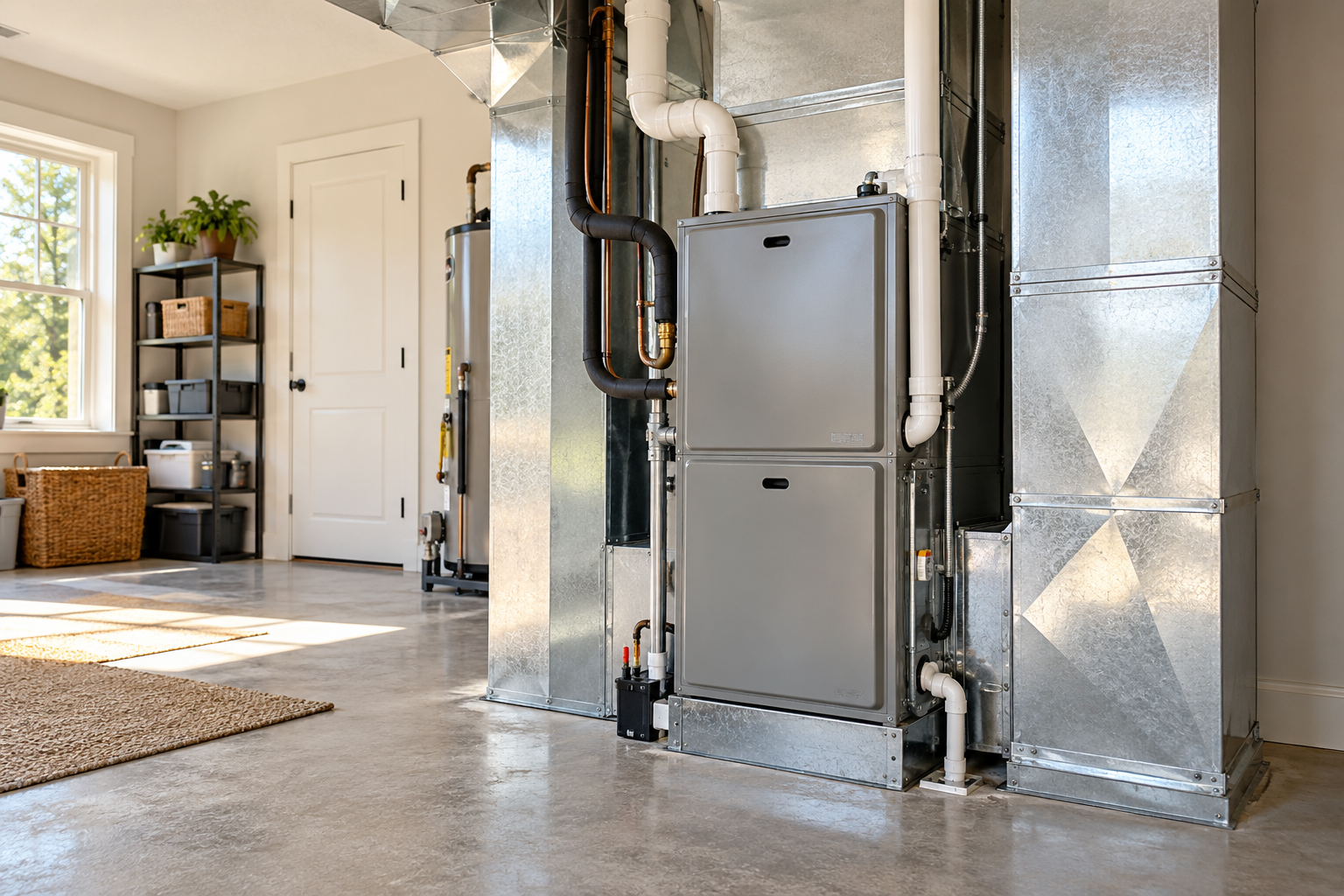 Furnace and air handler in a utility room – furnace repair in Waverly, AL
