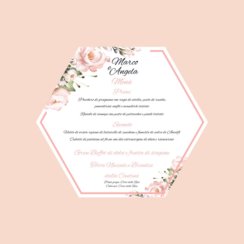 Menù Segnaposto Esagonale Flowers
