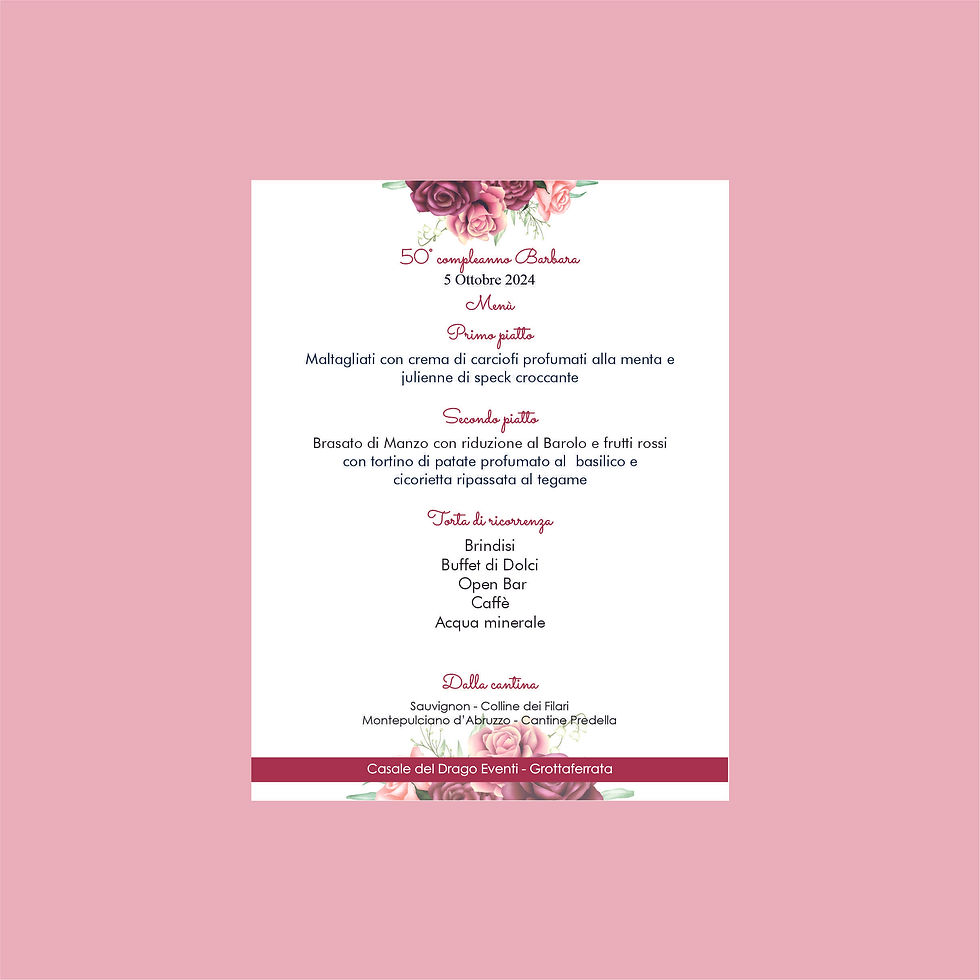 Menù Segnaposto Red Flower