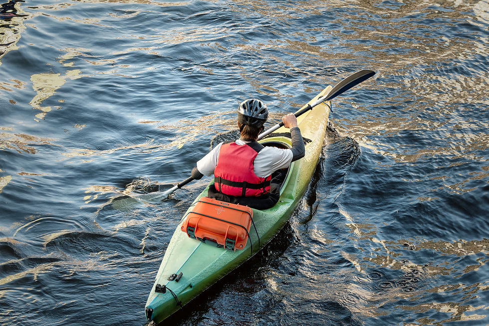 Thumbnail: Men inside kayak with a nanuk 915 case