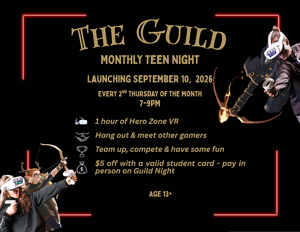 1 hour of Hero Zone VR Hang out & meet other gamers Team up, compete & have some fun $5 of