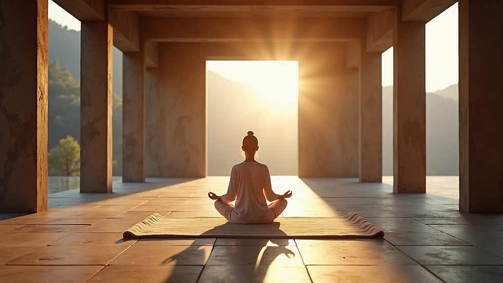 Eye-level view of a serene meditation space