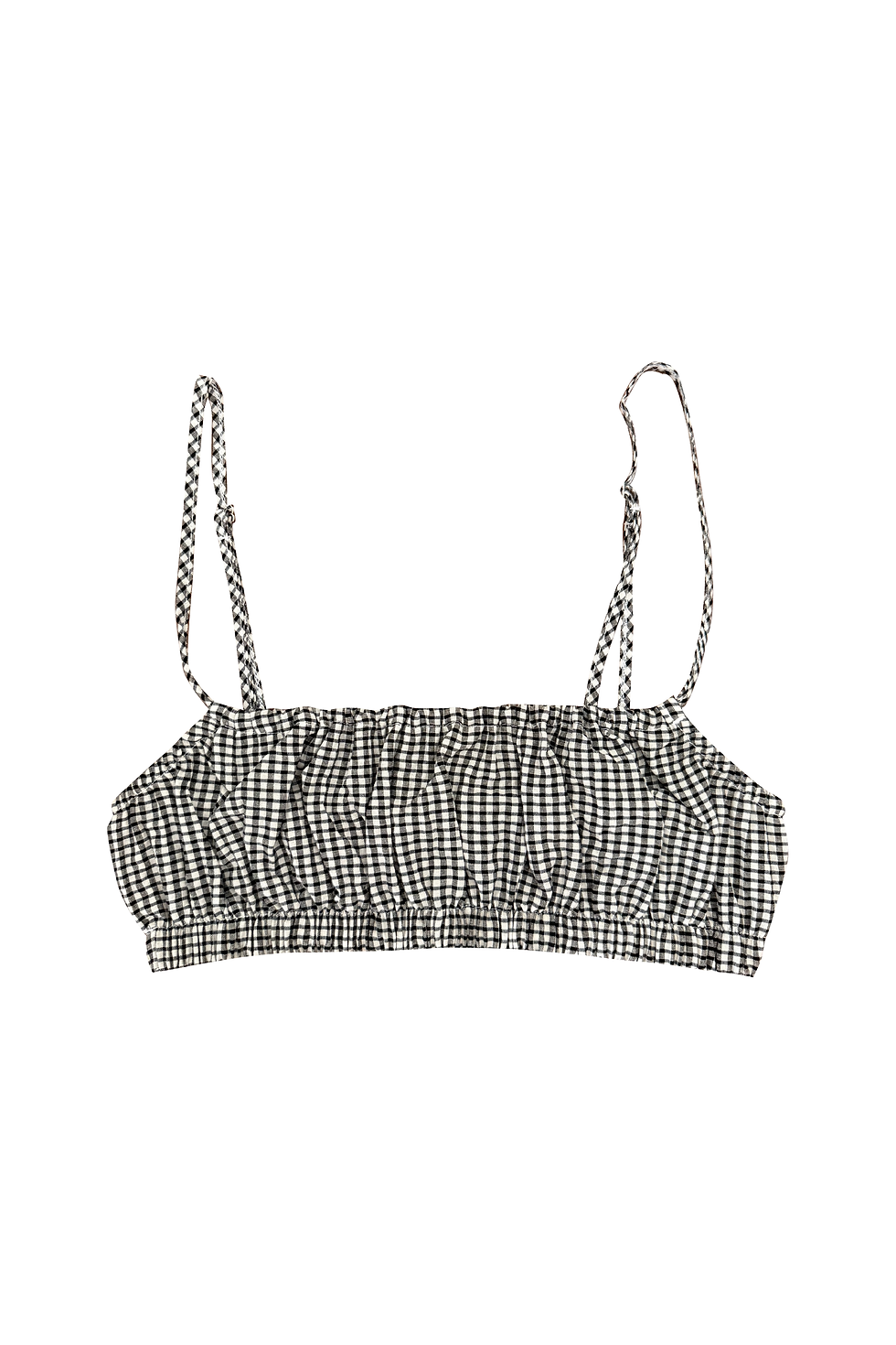woman women mini bralette in black white check print