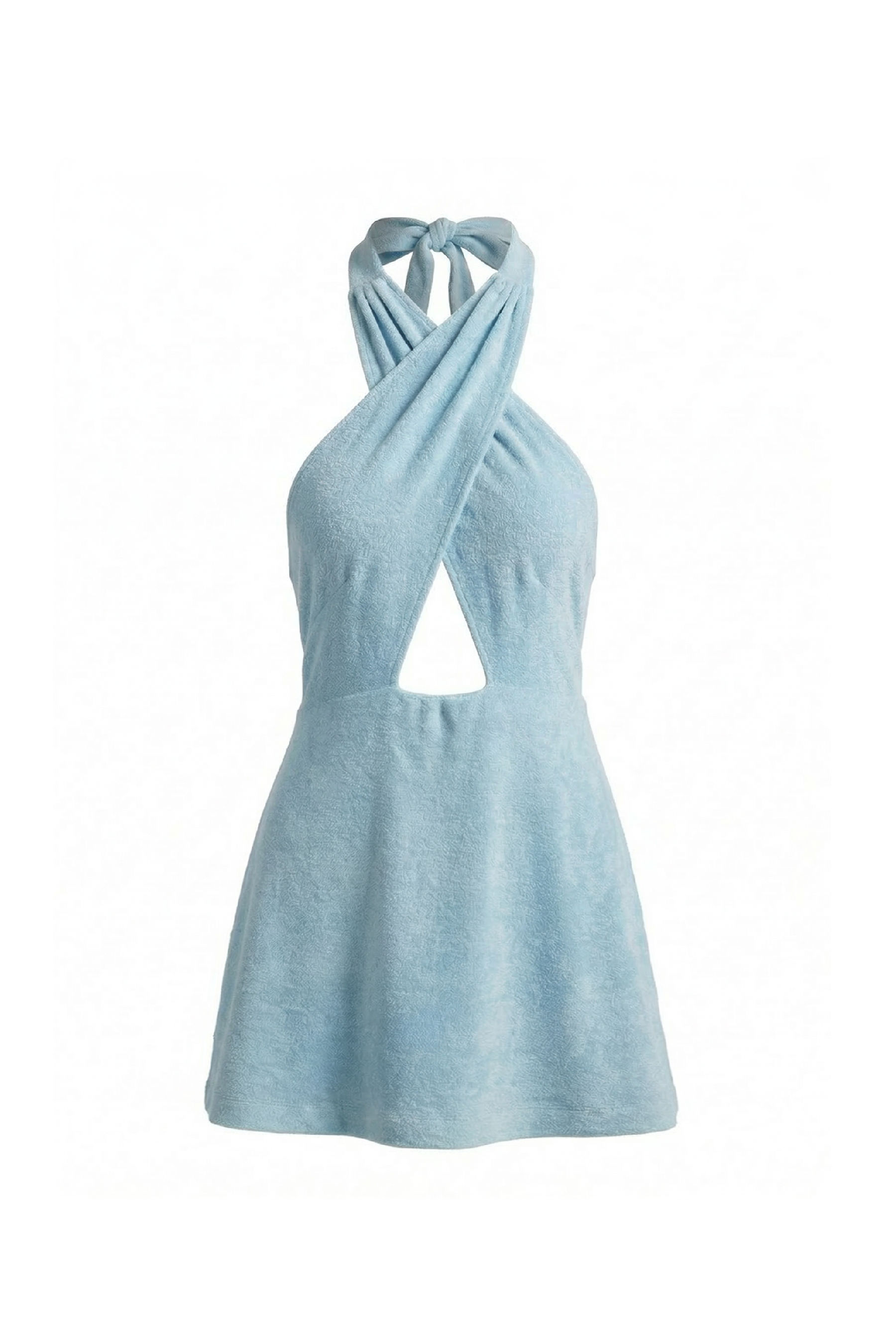 Terry towel mini dress in baby blue