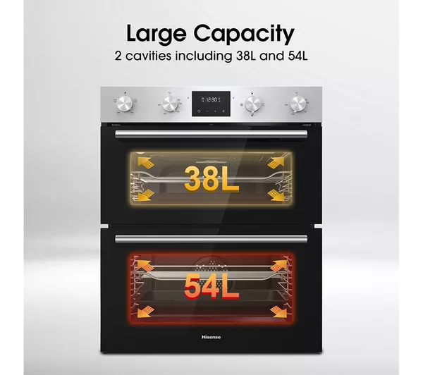 Thumbnail: HISENSE BID75211XUK Electric Built-under Double Oven - Stainless Steel & Black