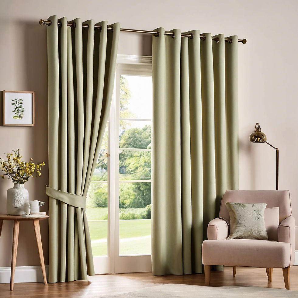 Eyelet curtains can be hung on a pole and can be personalised by finish and finial style