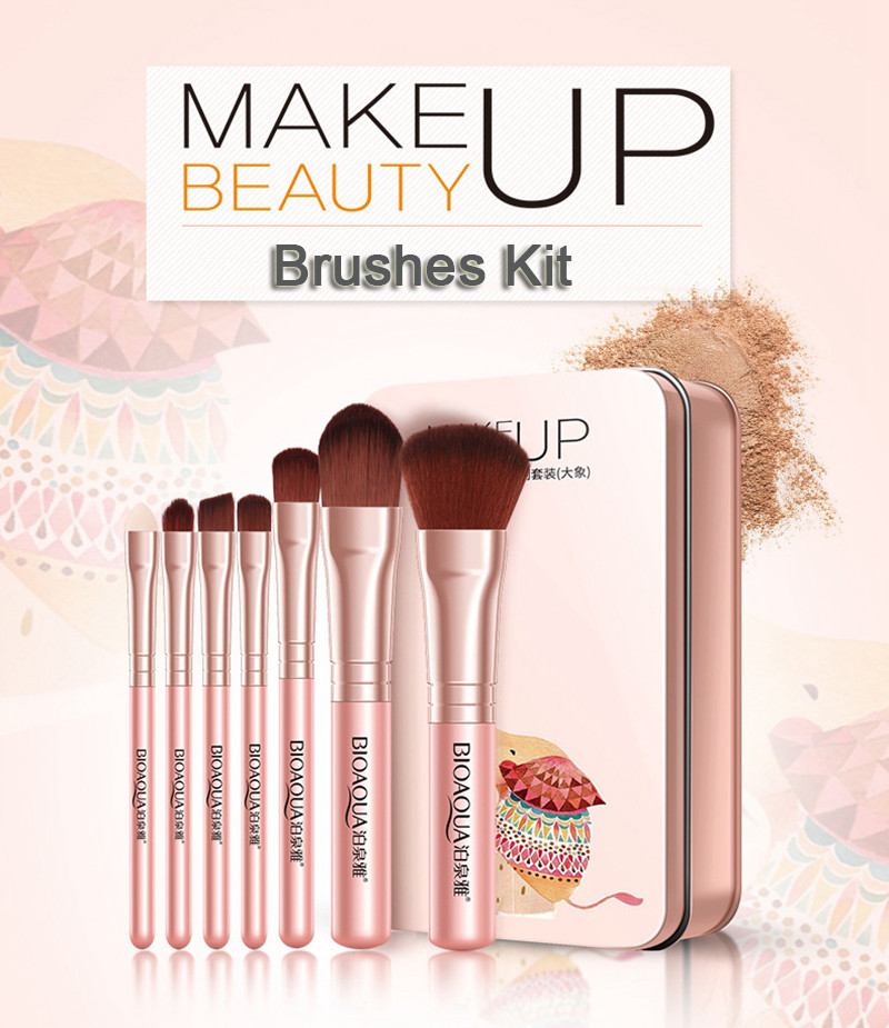 ZESTAW PĘDZLI DO MAKIJAŻU 7 SZT RÓŻOWE BIOAQUA