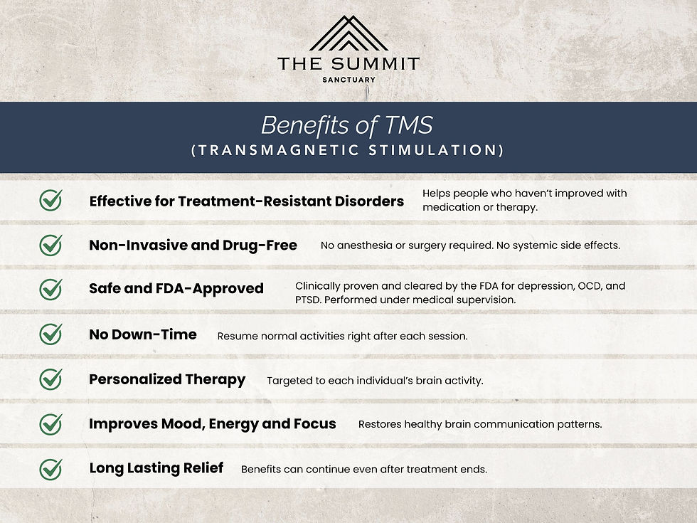 Benefits of TMS Therapy for Mental Health Infographic | The Summit Sanctuary, Scottsdale, AZ