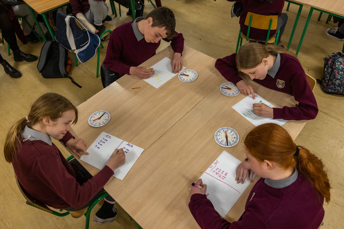 Students working on a math classroom assignment (Online Only do NOT Print )