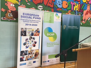 European Social Fund and SICAP banners at event
