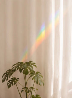 Arc-en-ciel apaisant et relaxant dans un salon avec un sticker attrape soleil couelur arc-en-ciel