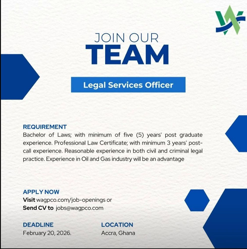 Career Opportunity: Legal Services Officer in Accra, Ghana