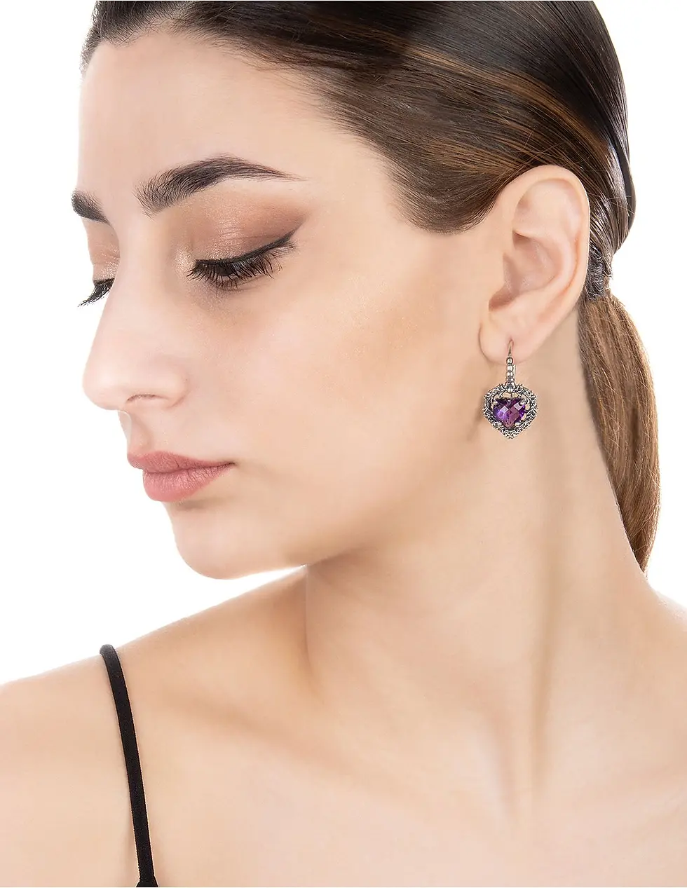 Miniatura: Spadafora Orecchini Cuore nel Cuore viola