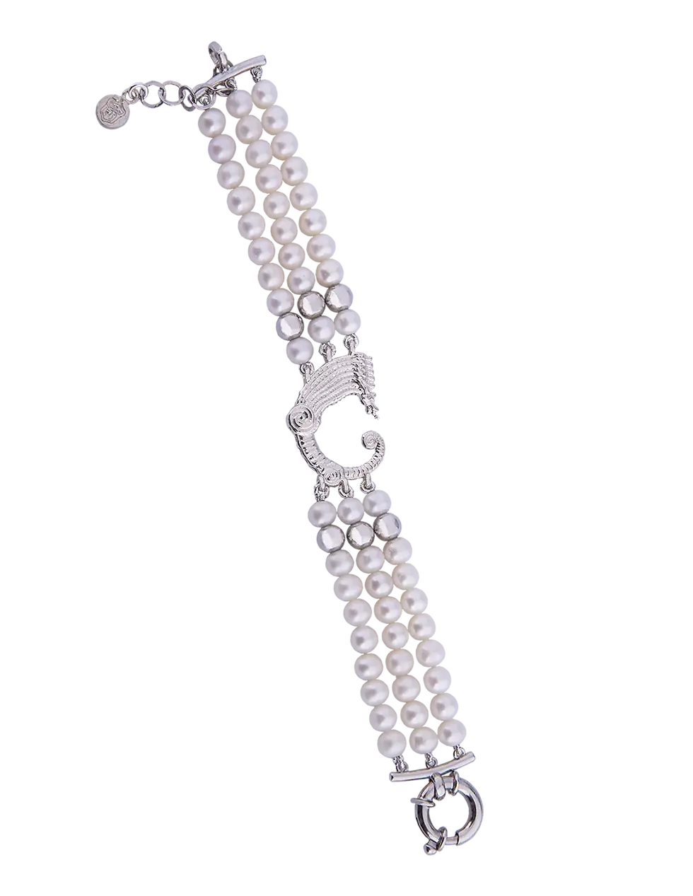 Spadafora Bracciale a tre fili perle e drago
