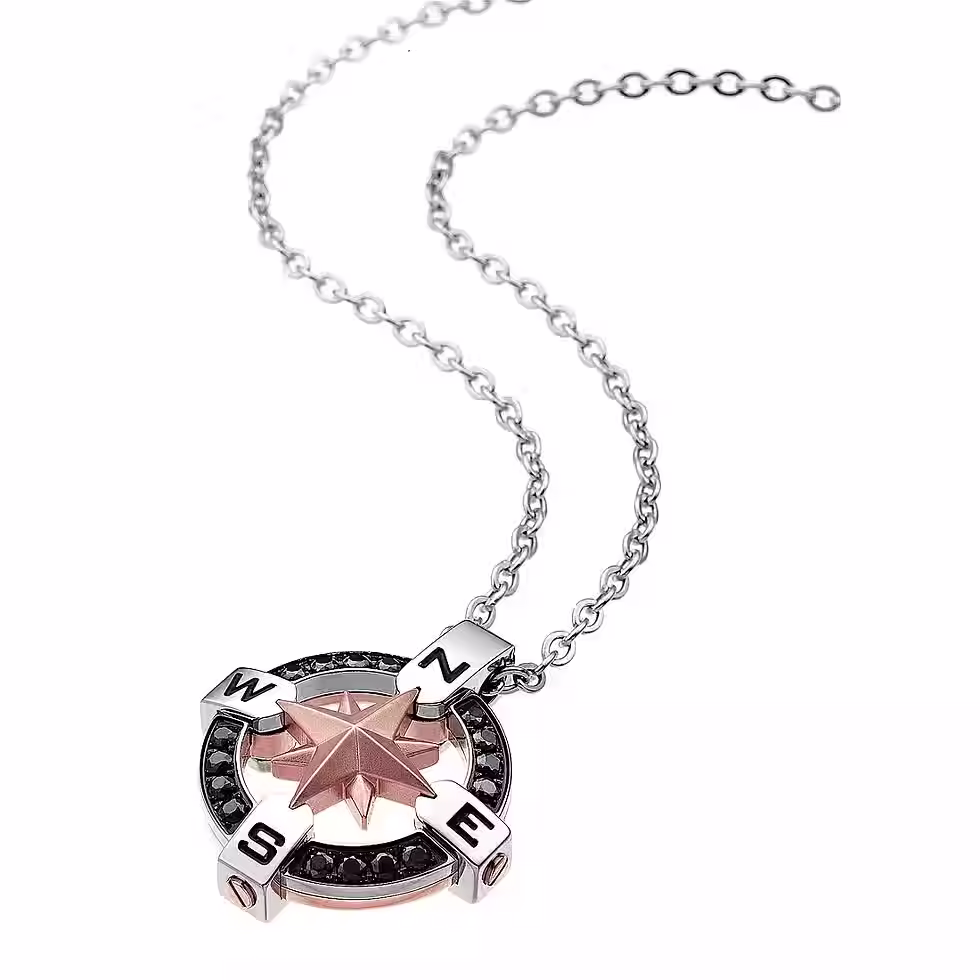 Zancan Collana Rosa dei venti acciaio Uomo