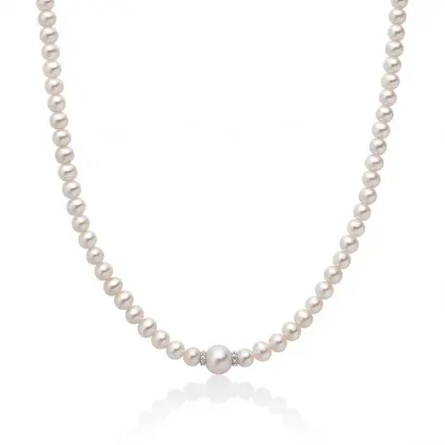 Miluna Collana filo di perle con diamanti