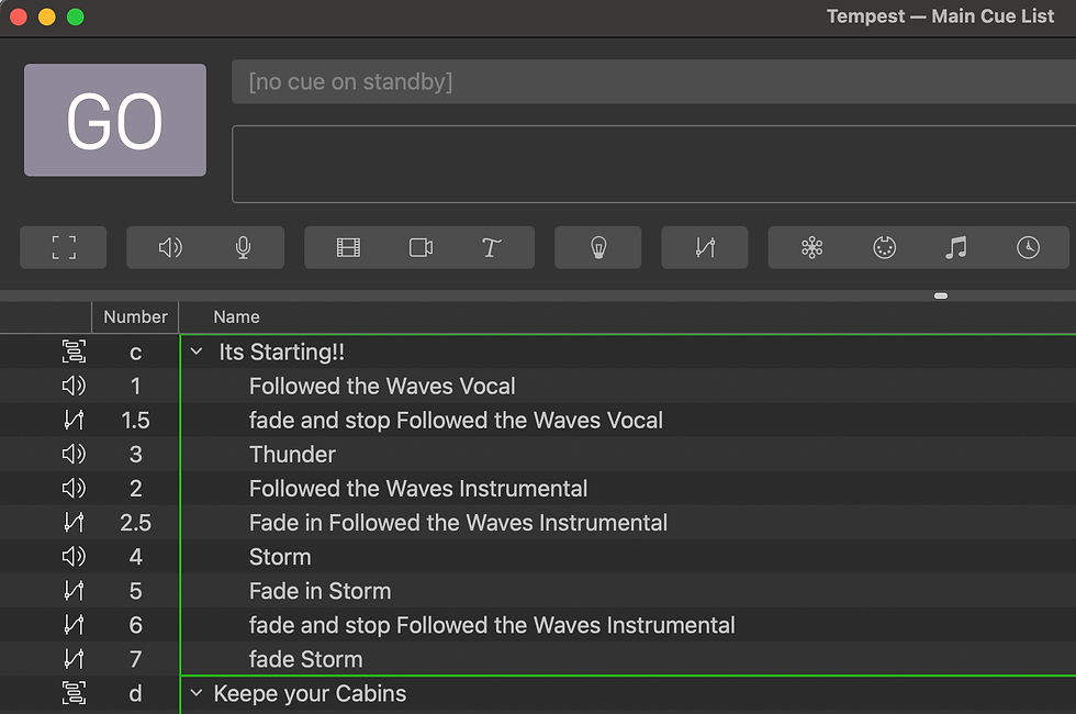 QLab Tempest Workspace