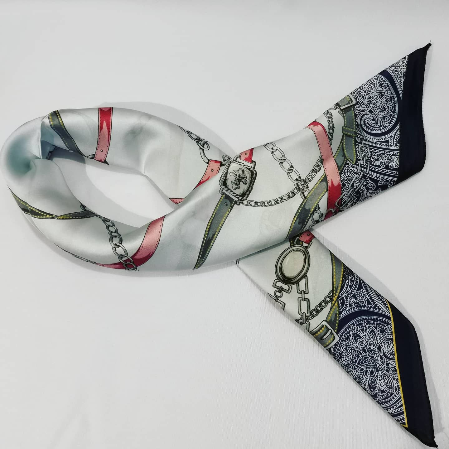 Blue and White Silk Scarf