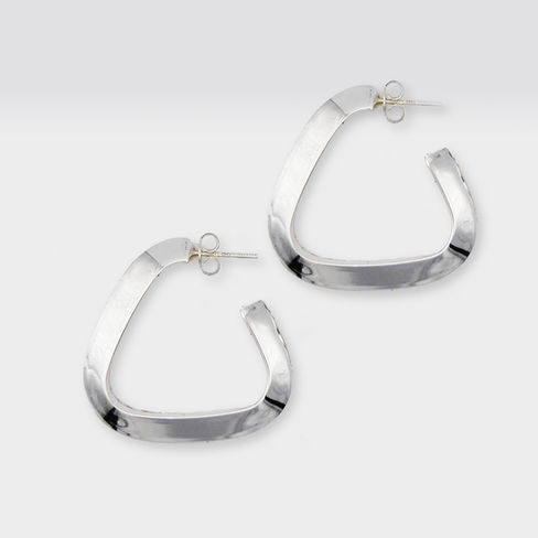 Handcrafted Silver Triangle Earrings
