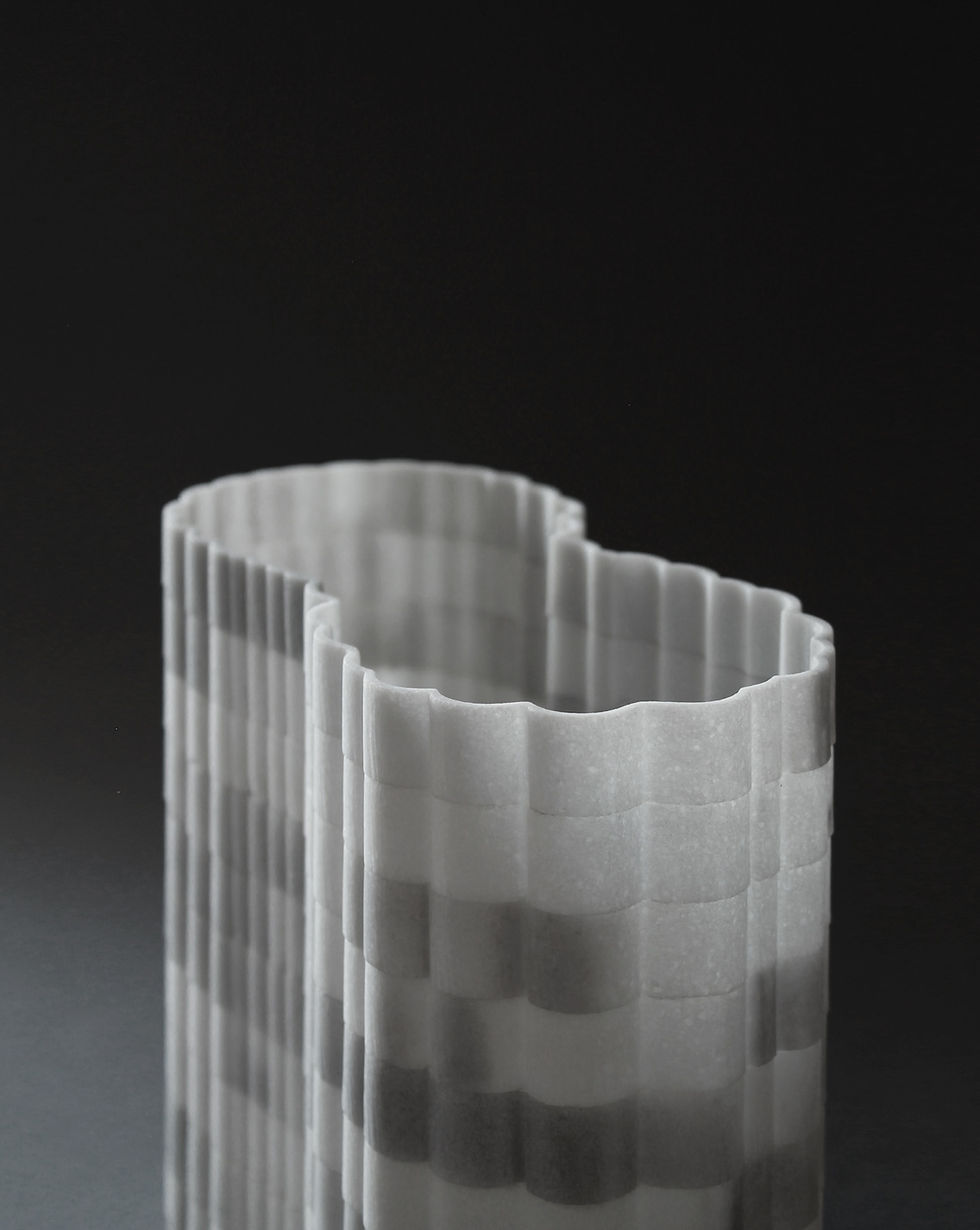 Top View Grey and White Italian Marble Vase